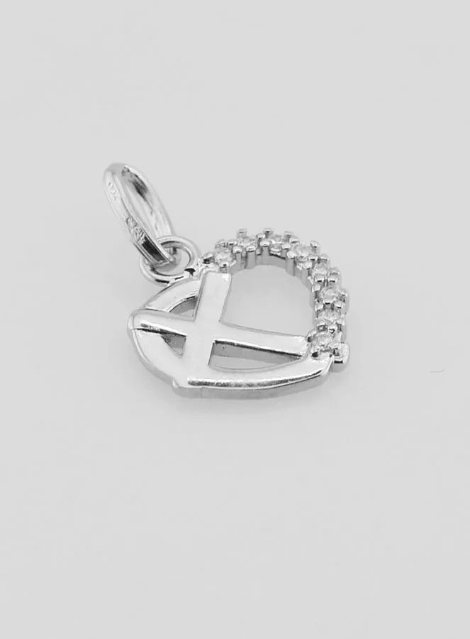 Silver Heart and Cross Pendant (pic 3)