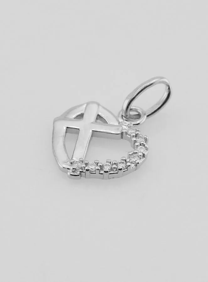 Silver Heart and Cross Pendant (pic 4)