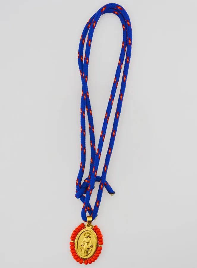 Cord Necklace Miraculous Medal and Red Beads (pic 3)