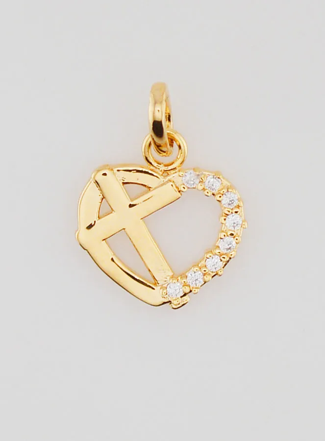 Gold Plated Heart and Cross Pendant (pic 1)