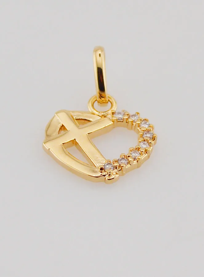 Gold Plated Heart and Cross Pendant (pic 2)