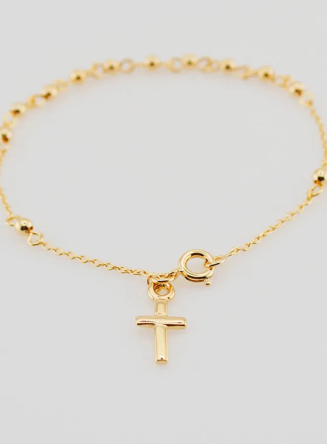 Religious Bracelet with Cross - Gold-Plated (pic 2)