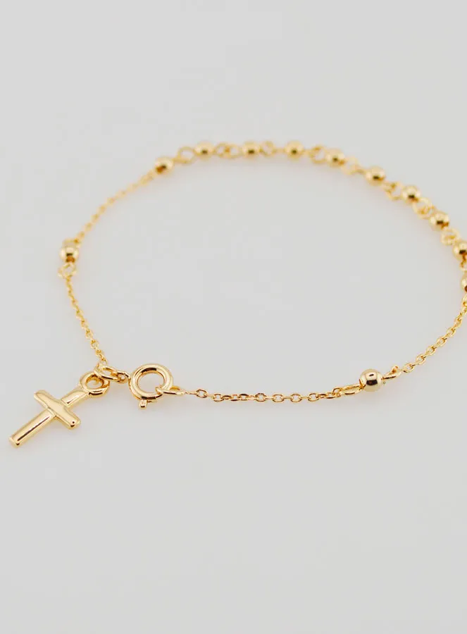 Religious Bracelet with Cross - Gold-Plated (pic 3)