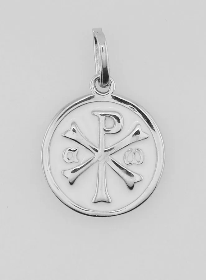 Silver and Enamel Chi-Rho Medal - 15mm (pic 1)