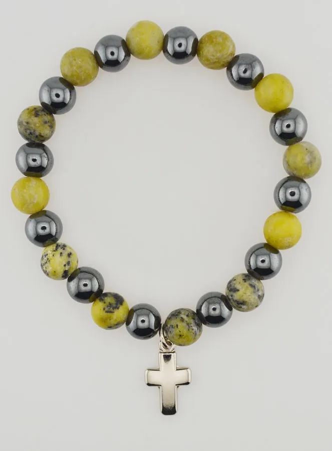 Bracelet with Cross - Hematite and Serpentine (pic 1)