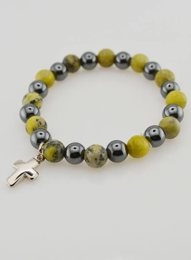 Gemstone Bracelet - Hematite and Serpentine (pic 3)