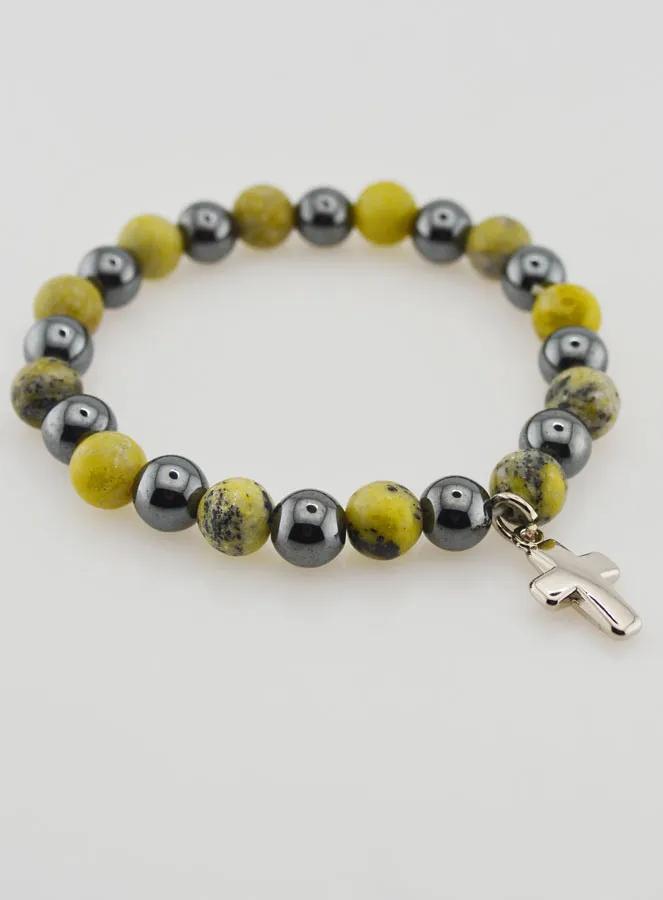 Gemstone Bracelet - Hematite and Serpentine (pic 4)