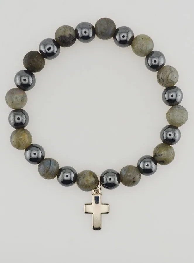 Bracelet with Cross - Hematite and Labradorite (pic 1)
