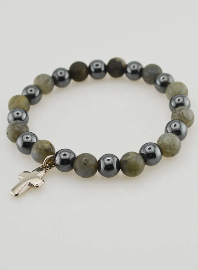 Bracelet with Cross - Hematite and Labradorite (pic 3)