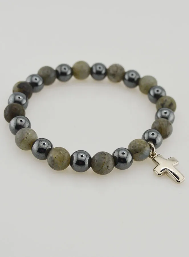 Bracelet with Cross - Hematite and Labradorite (pic 4)