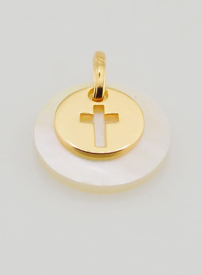 Gold-Plated Token Medal with Mother-of-Pearl - Cross (pic 2)