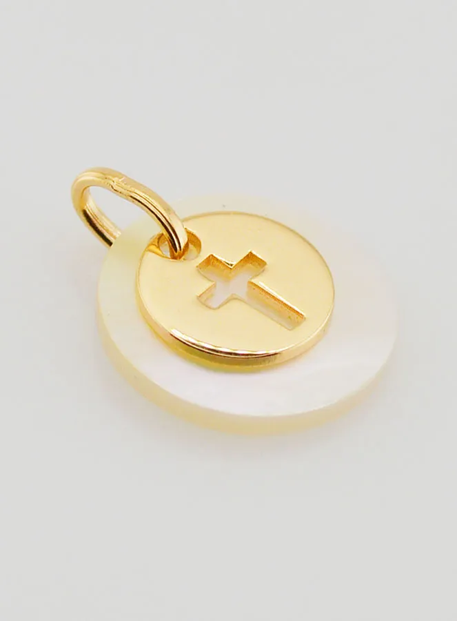Gold-Plated Token Medal with Mother-of-Pearl - Cross (pic 3)