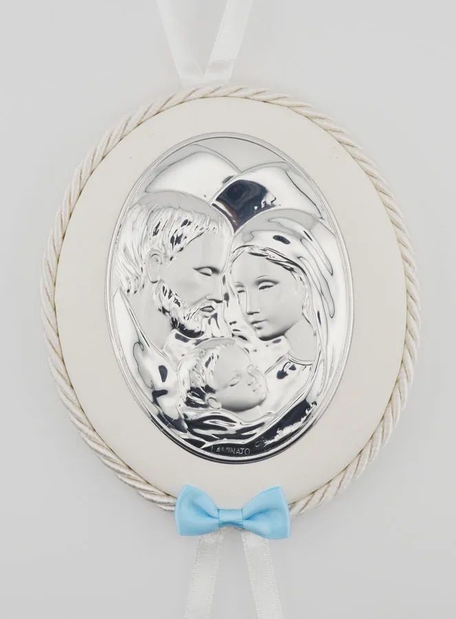 Christening Gift for a Boy - Cradle Medal Holy Family (pic 1)