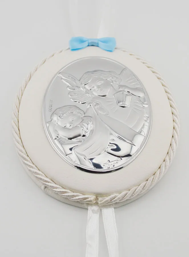 Christening Gift for Boys - Leather Cradle Medal Angel Lantern (pic 2)