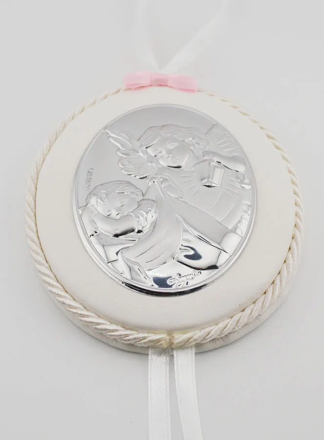 Christening Gift Girl - Leather Cradle Medal Angel Lantern (pic 2)
