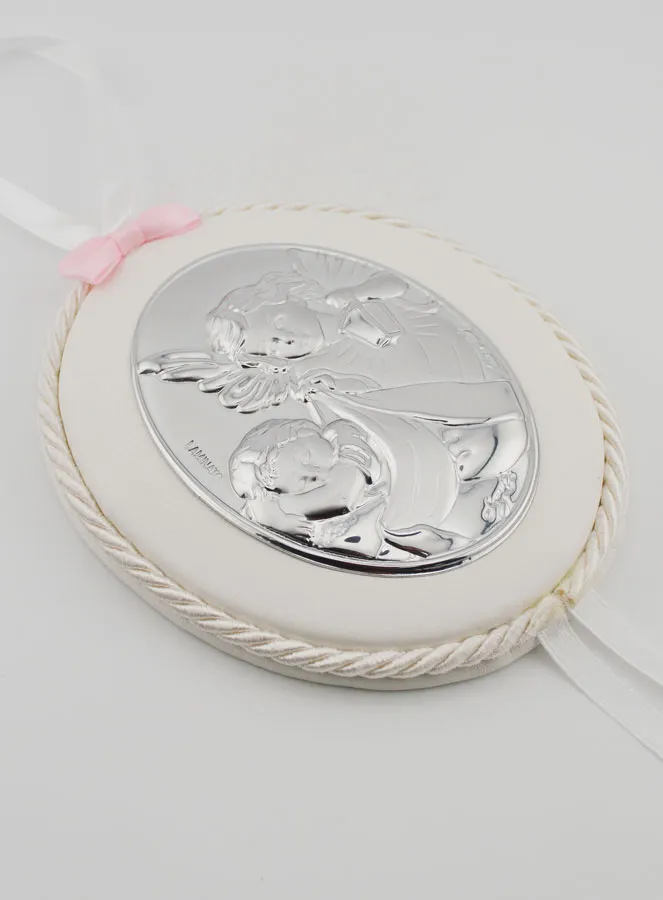 Christening Gift Girl - Leather Cradle Medal Angel Lantern (pic 3)