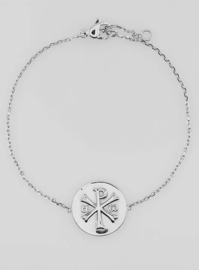 Religious Stainless Steel Bracelet - Chi-Rho Medal (pic 1)