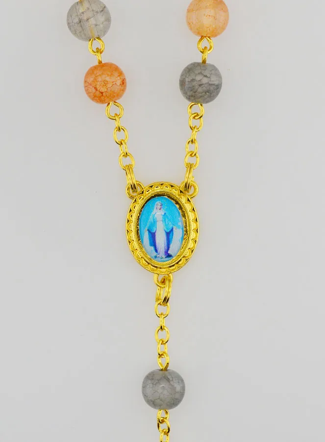 Multicoloured Glass Bead Rosary - Miraculous Medal (pic 4)