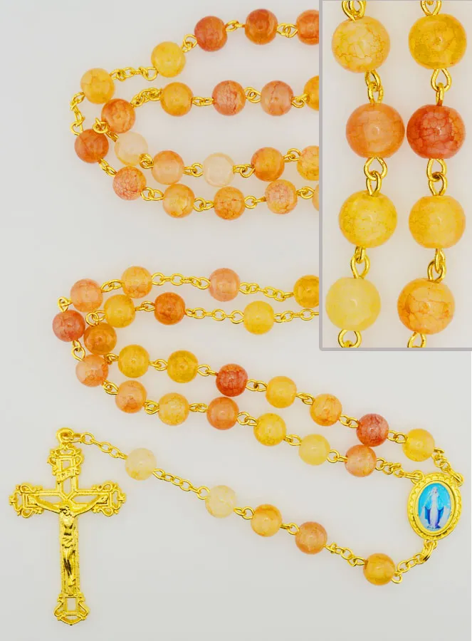 Miraculous Virgin Rosary with Glass Beads - Orange (pic 1)