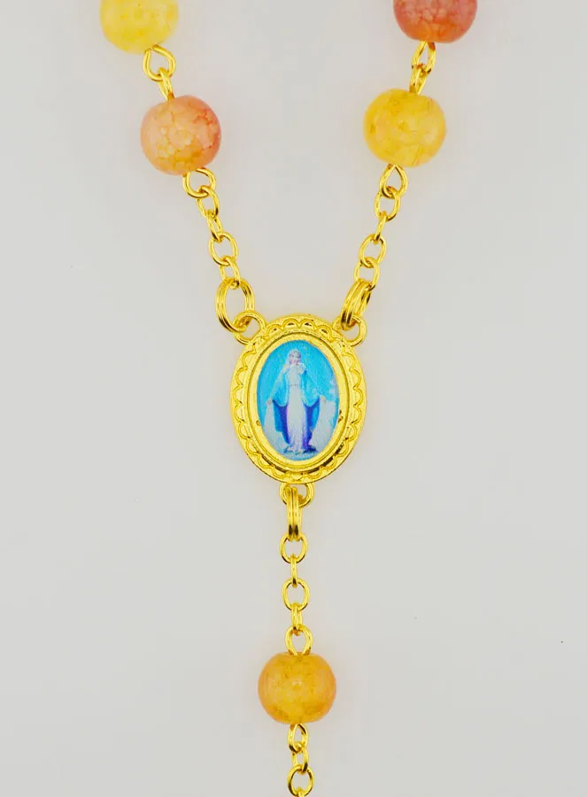 Miraculous Virgin Rosary with Glass Beads - Orange (pic 4)