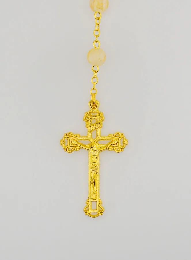 Orange Glass Bead Rosary - Miraculous Medal (pic 3)