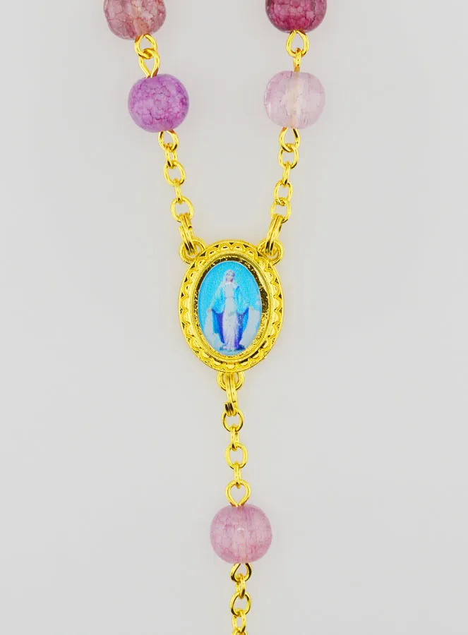 Miraculous Virgin Rosary with Glass Beads - Purple (pic 4)