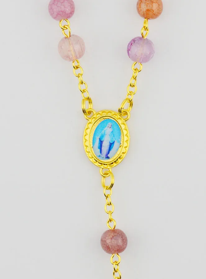 Rosary with Purple Glass Beads - Miraculous Virgin (pic 4)