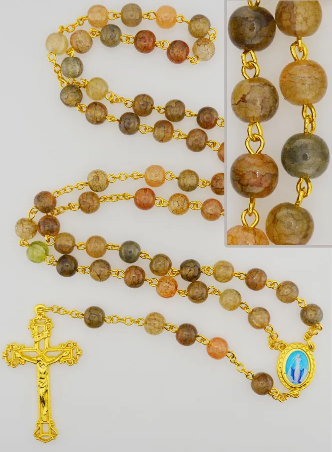 Miraculous Virgin Rosary with Glass Beads - Brown (pic 1)