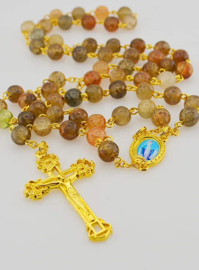 Miraculous Virgin Rosary with Glass Beads - Brown (pic 2)