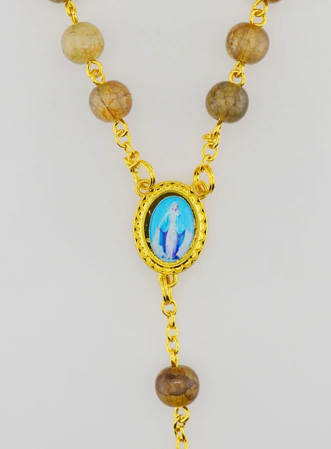 Miraculous Virgin Rosary with Glass Beads - Brown (pic 4)