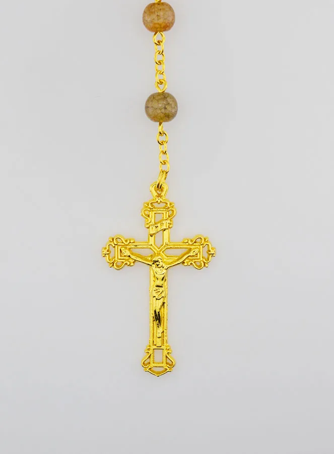 Brown Glass Bead Rosary - Miraculous Medal (pic 3)