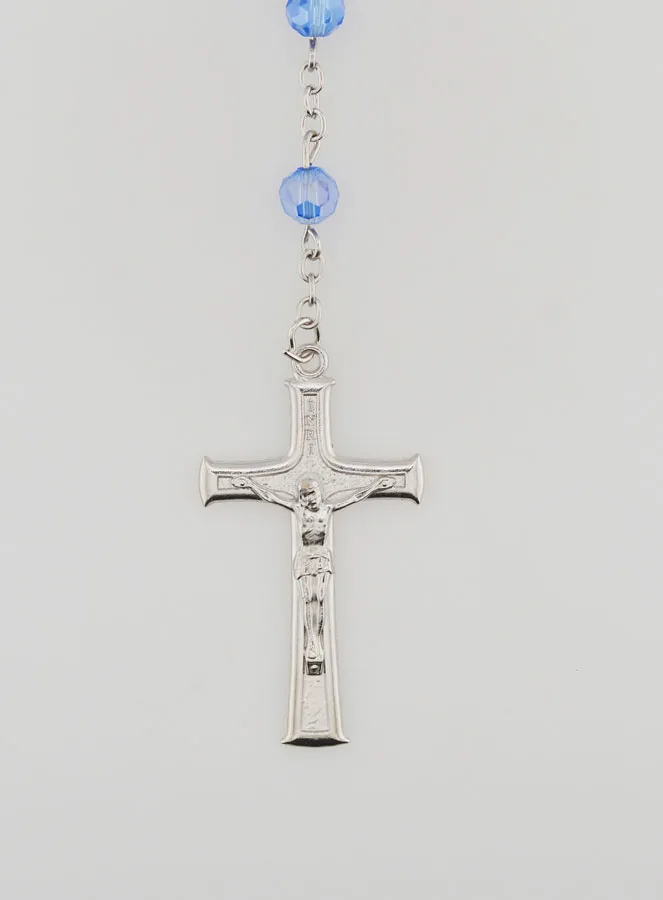 Faceted Blue Bead Rosary - Miraculous Medal (pic 3)