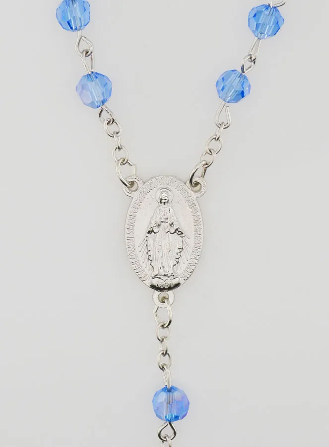 Faceted Blue Bead Rosary - Miraculous Medal (pic 4)