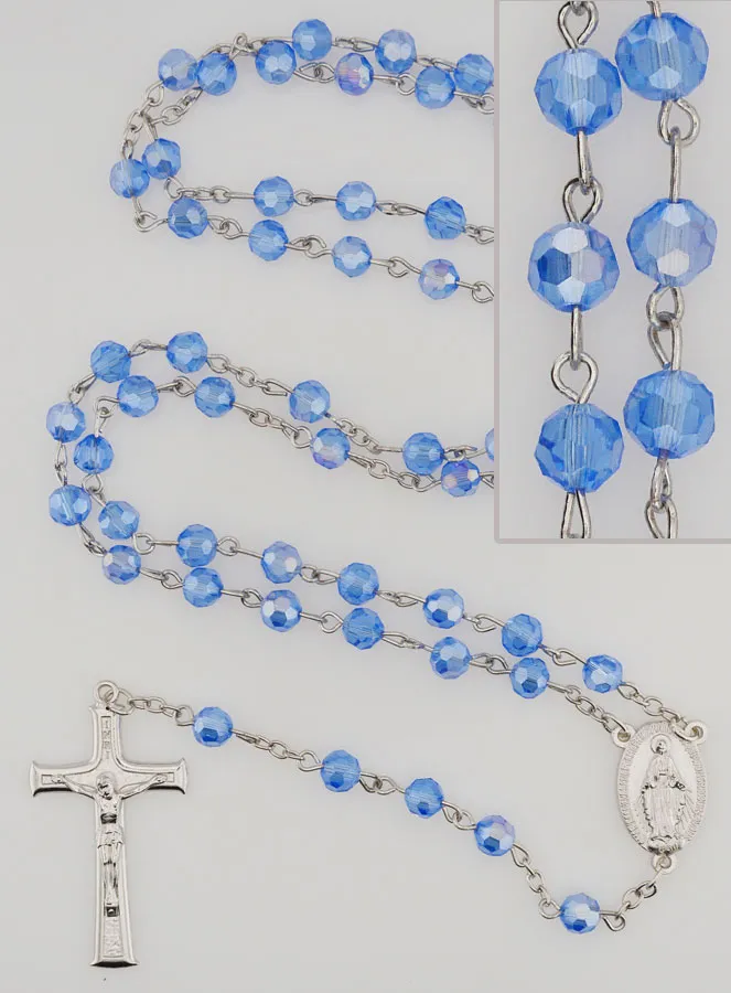 Miraculous Medal  Rosary - Blue (pic 1)