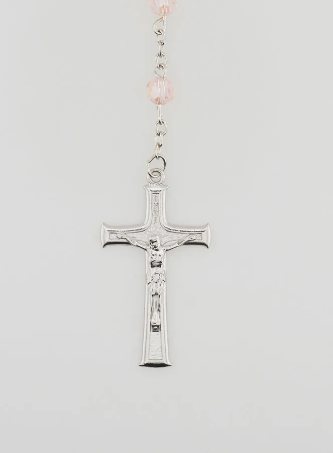 Faceted Pink Bead Rosary - Miraculous Medal (pic 3)