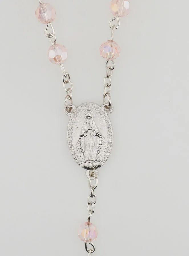 Faceted Pink Bead Rosary - Miraculous Medal (pic 4)