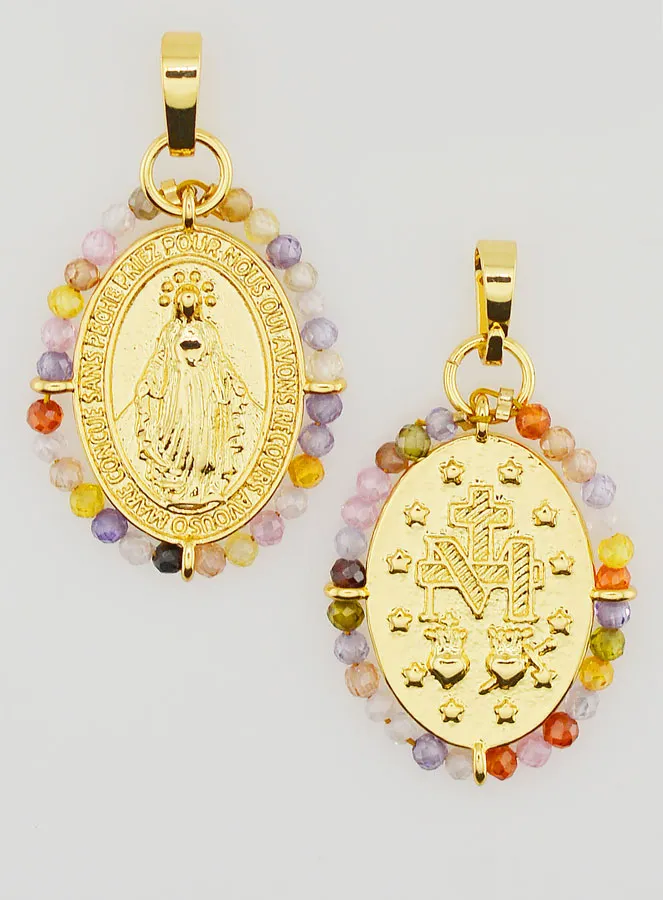 Miraculous Medal with Beads - 22mm (pic 1)