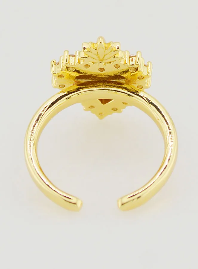 Adjustable Ex Voto Ring in Golden Brass and Rhinestones (pic 4)