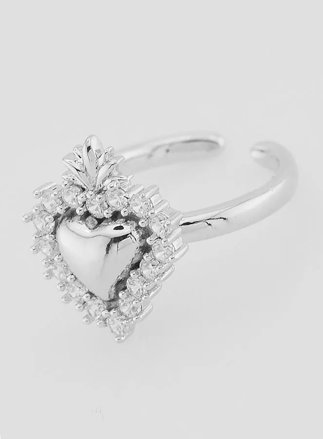 Adjustable Ex Voto Ring Silvery Brass and Strass (pic 2)