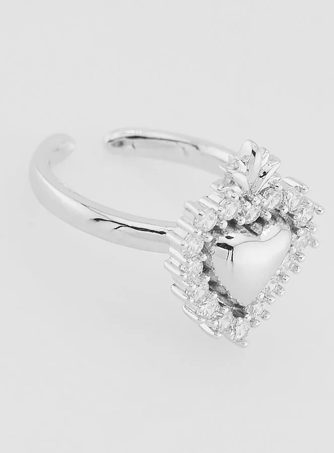 Adjustable Ex Voto Ring Silvery Brass and Strass (pic 3)