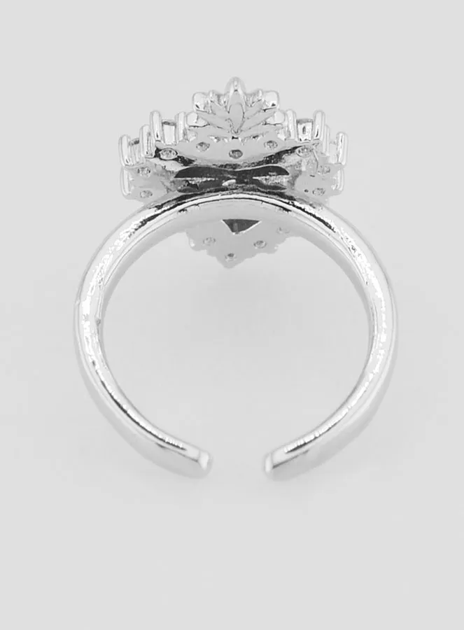 Adjustable Ex Voto Ring Silvery Brass and Strass (pic 4)