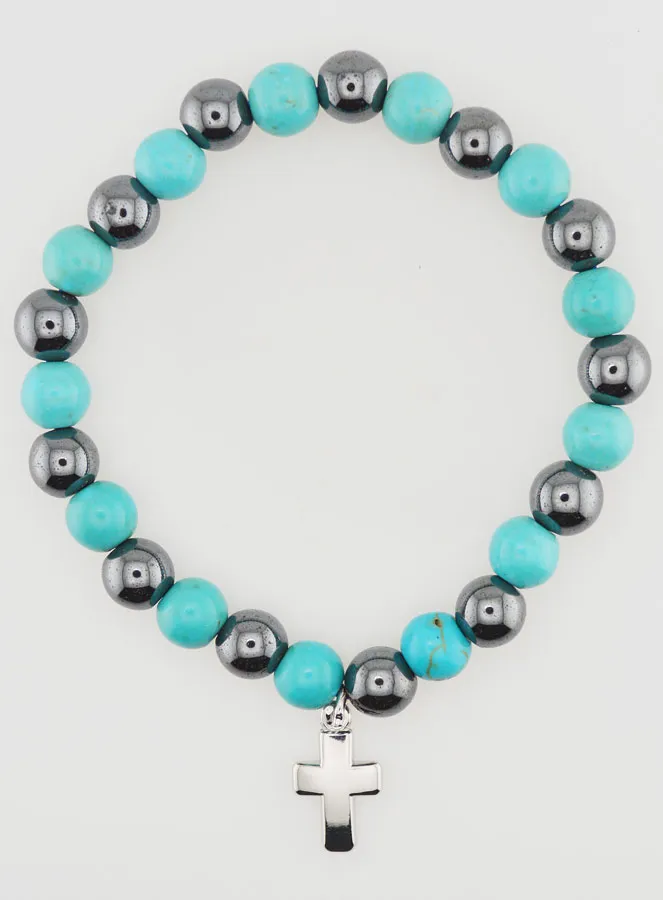 Gemstone Bracelet - Hematite and Turquoise (pic 1)
