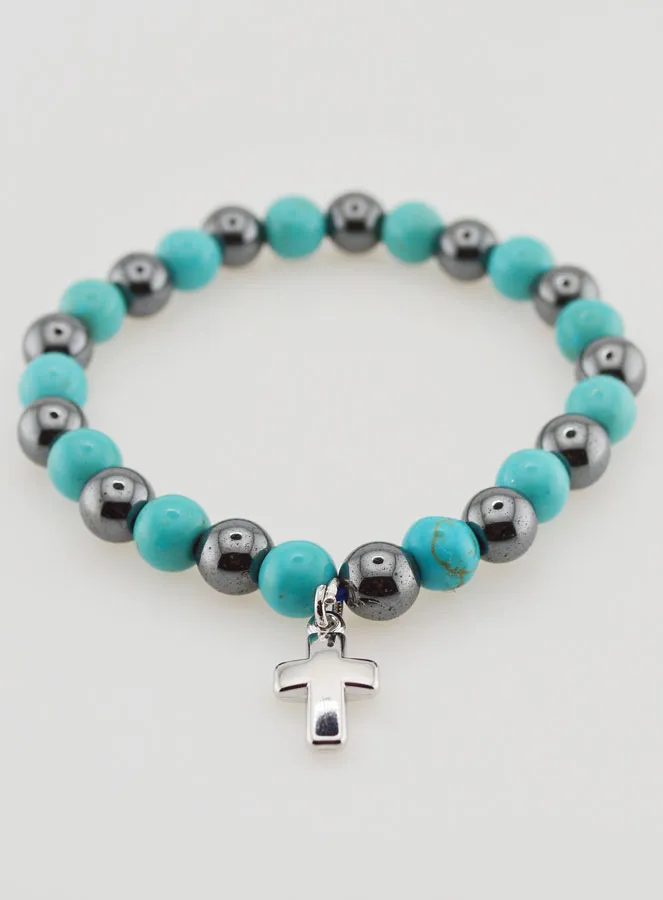 Gemstone Bracelet - Hematite and Turquoise (pic 2)