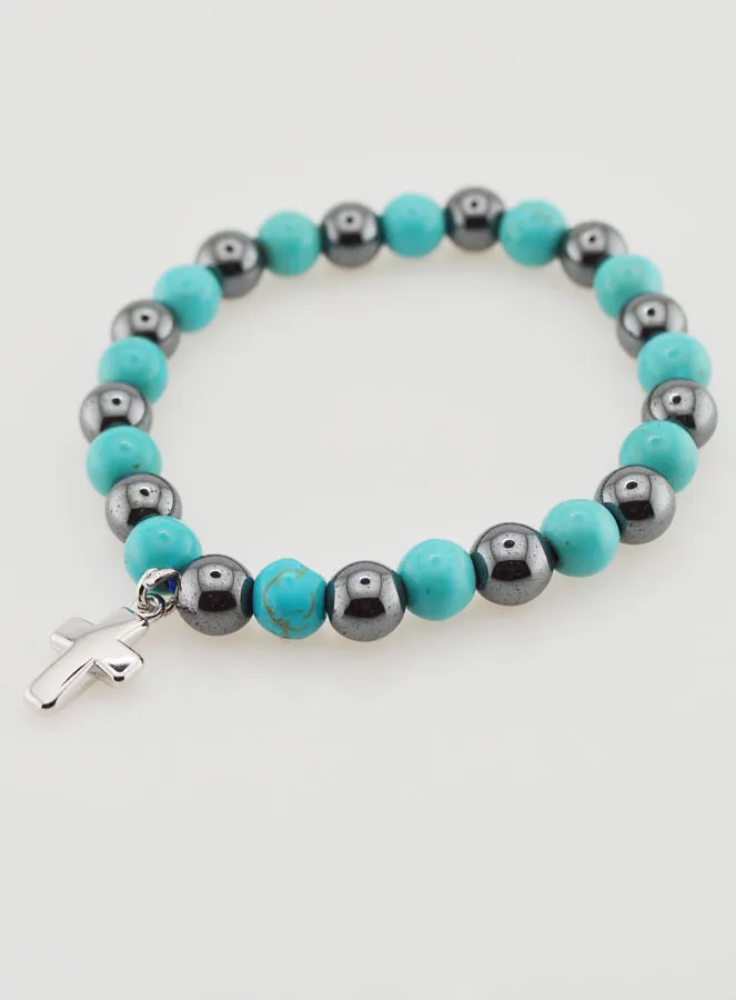 Gemstone Bracelet - Hematite and Turquoise (pic 3)