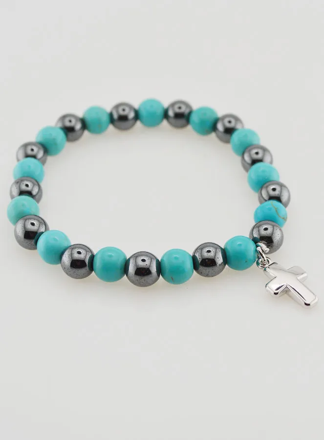 Gemstone Bracelet - Hematite and Turquoise (pic 4)