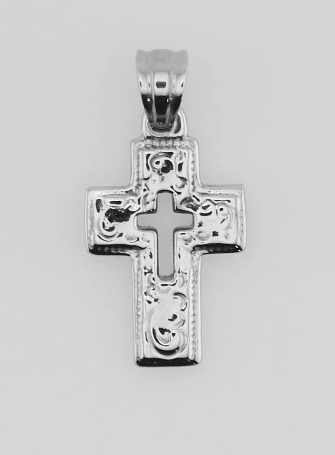 Openwork Cross Pendant in Stainless Steel - 25mm (pic 1)