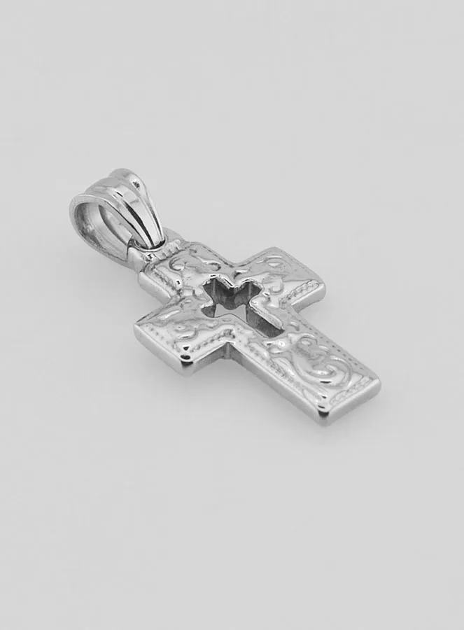 Openwork Cross Pendant in Stainless Steel - 25mm (pic 3)