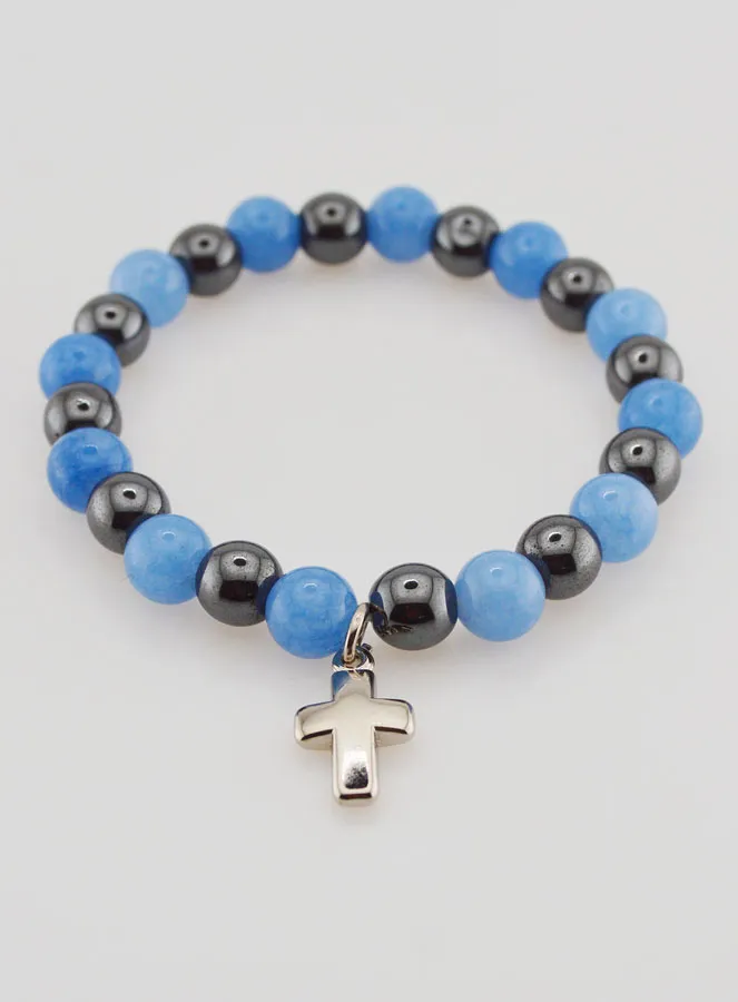 Gemstone Bracelet Hematite and Angelite (pic 2)