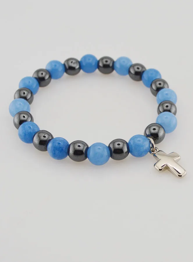 Gemstone Bracelet Hematite and Angelite (pic 3)