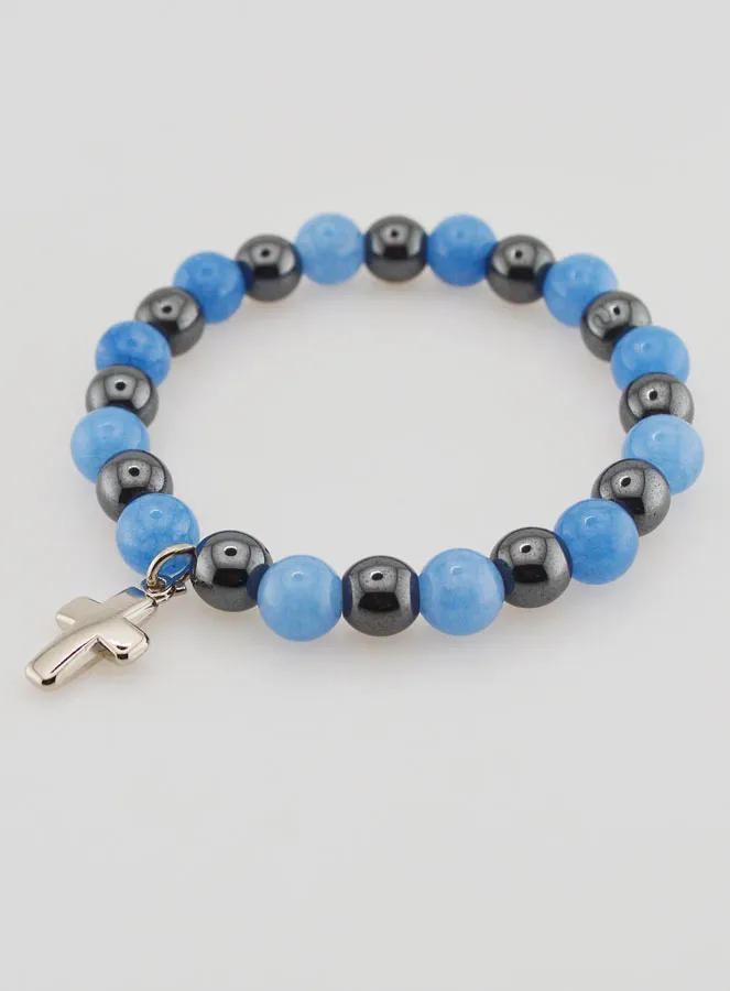 Gemstone Bracelet Hematite and Angelite (pic 4)